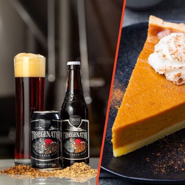 Brining dessert to the party? Grab a pack of @troegsbeer Troegenator and a Pumpkin Pie. A pairing sure to impress. 

Tröegs Troegenator - This is no ordinary beer. At once malty and crisp. Traditional yet timeless. A rebel with a sweet side. This deliciously dark double bock calls for so much grain we had to custom-build our brewhouse around it. Layered with notes of smooth caramel, stone fruit and fresh toasted grains, ’Nator is a beer for people who love beer. 8.2% ABV
