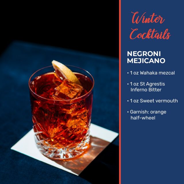 Classic with a twist - NEGRONI MEJICANO:
• 1 oz Wahaka mezcal
• 1 oz St Agrestis Inferno Bitter
• 1 oz Sweet vermouth
• Garnish: orange half-wheel

@wahakamezcal @st_agrestis