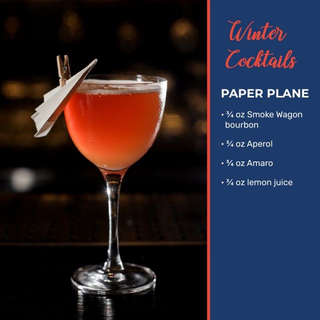 Simple, yet exciting. Get creative with a fun presentation of PAPER PLANE:
• ¾ oz Smoke Wagon bourbon
• ¾ oz Aperol
• ¾ oz Amaro
• ¾ oz lemon juice

Swipe to check out the festive limited edition @smokewagonwhiskey bottle, sure to impress at your holiday gathering.
